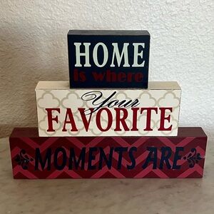"Home Is Where Your Favorite Moments Are" Red White Blue Wood Sign Decor